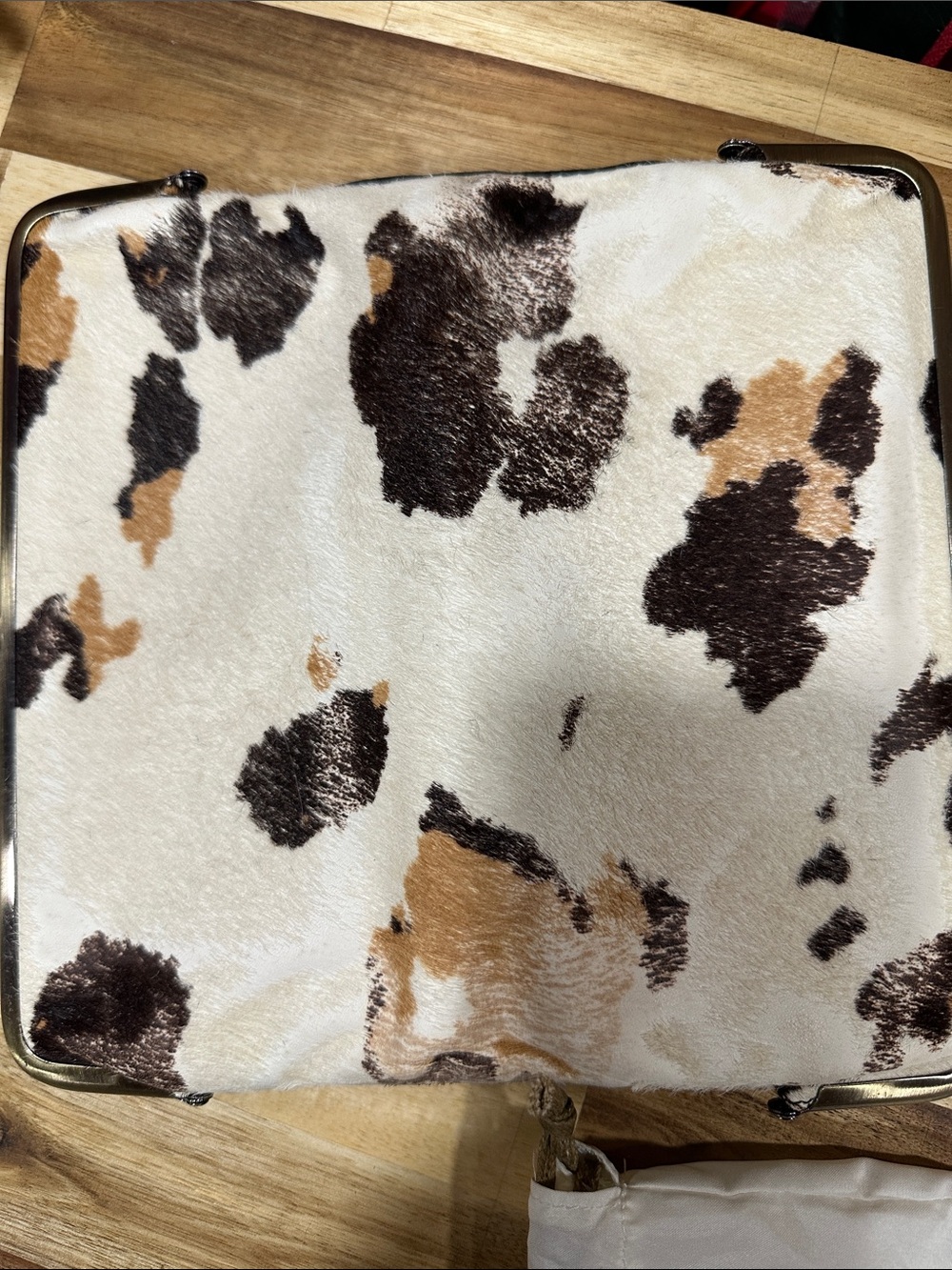 HOBO Multitone Cow-Print Haircalf Frame Clutch - White, Black, Brown - Picture 3 of 6